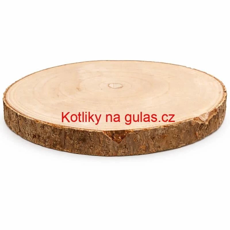 Dřevěný podnos z přírodního plátku dřeva s kůrou Ø 20–24 cm
