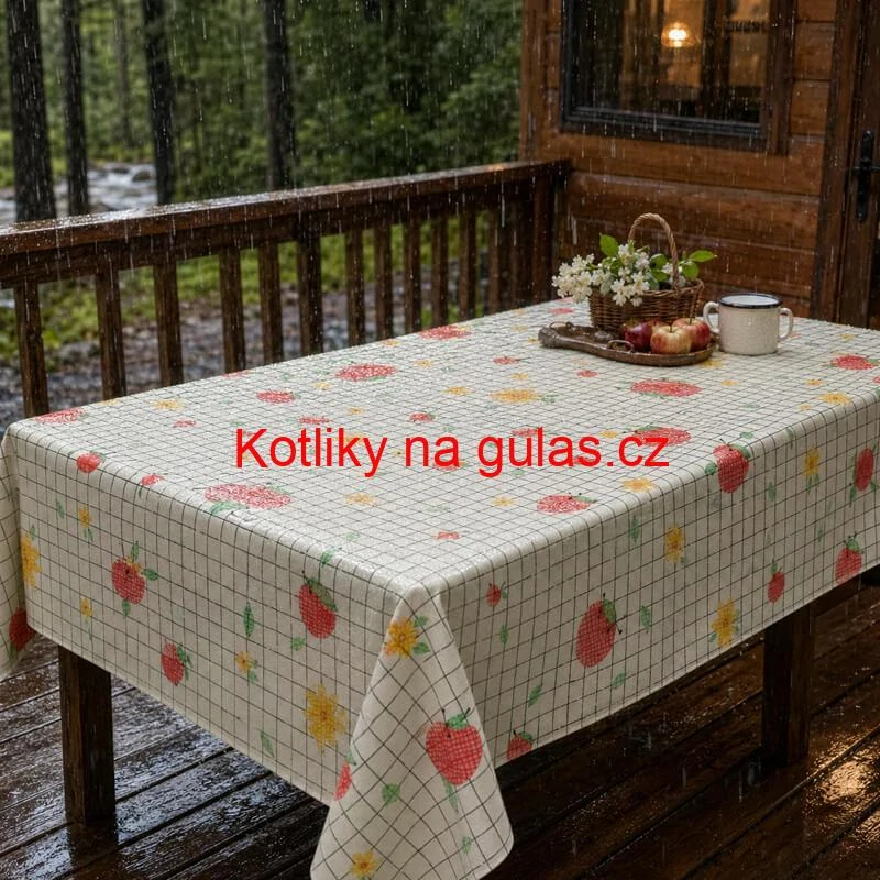 Omyvatelný ubrus Jablka a květiny 137 × 183 cm