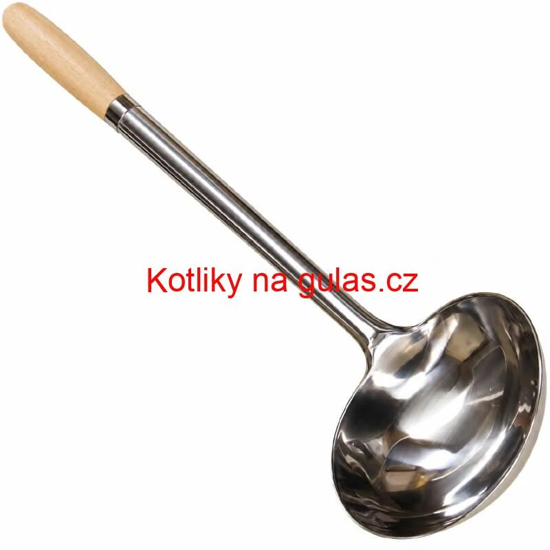 Nerezová naběračka 250 ml s dřevěnou rukojetí – délka 51,5 cm