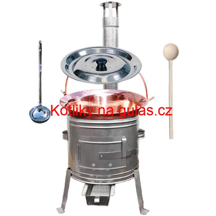 Měděný kotlík 20 L + nerezová kotlina 39 cm TOPLUX
