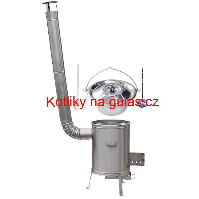 Nerezový kotlík 22 L (0,8 mm) + nerezová kotlina 42 cm + vařečka a naběračka LUX