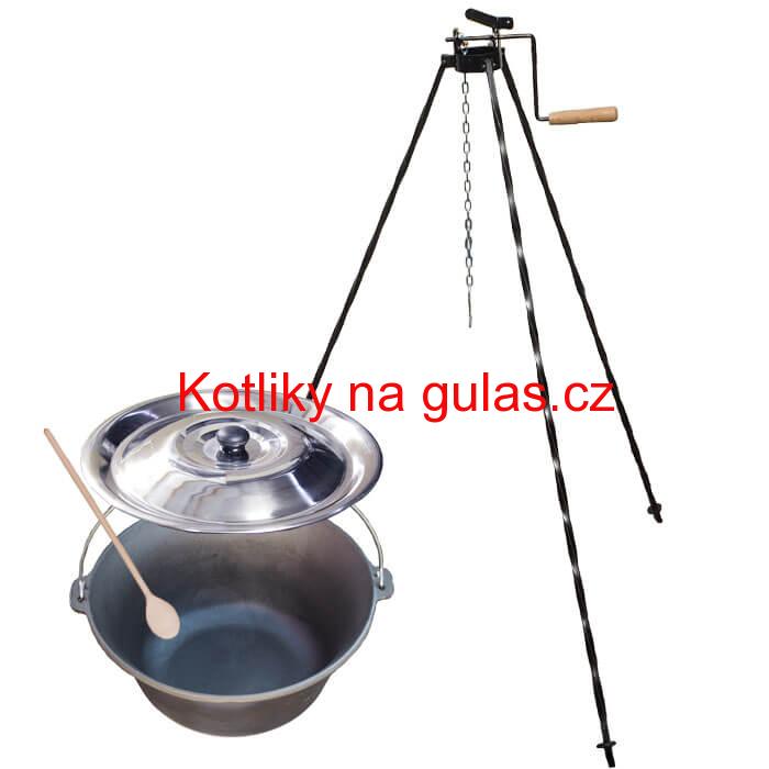 Litinový kotlík 22 L + stojan s kladkou VAR