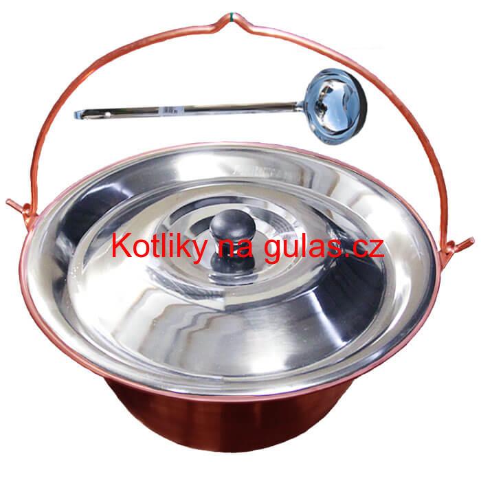 Měděný kotlík 14 L (1,2 mm) + nerezová poklice