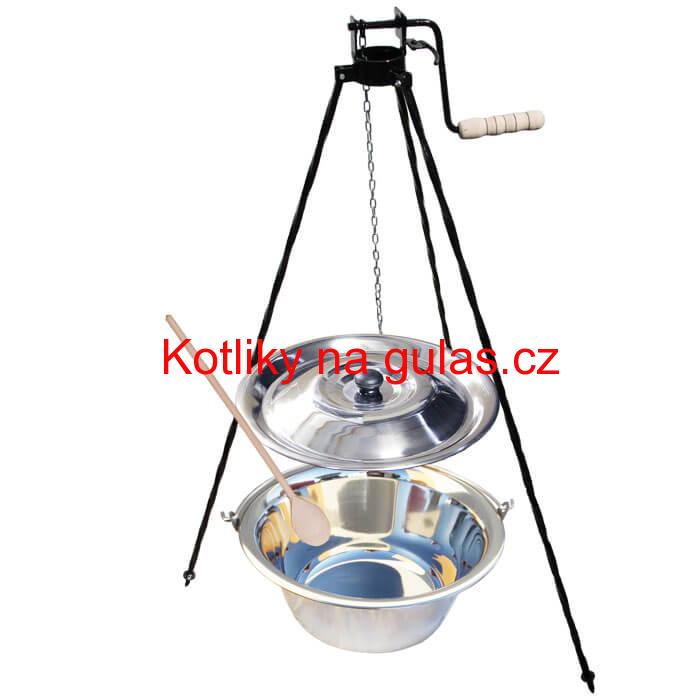 Nerezový kotlík 15 L (1,2 mm) + stojan s kladkou VAR