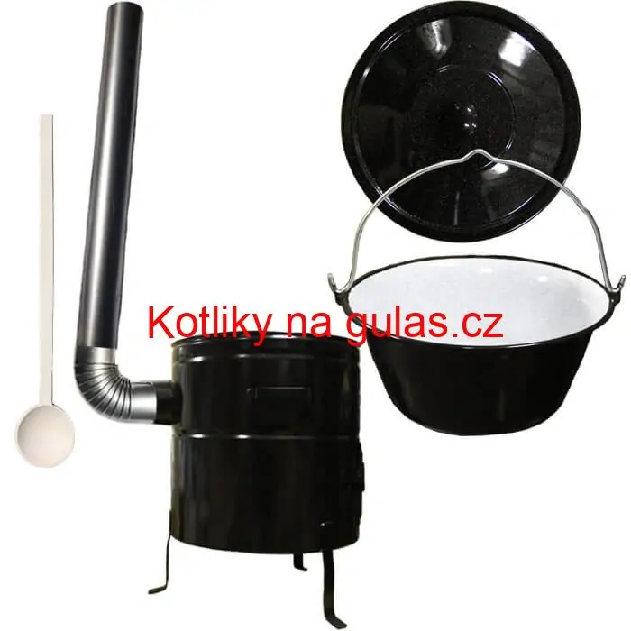 Smaltovaný kotlík 30 L (1,2 mm) + kovová kotlina 50 CLASSIC (KOV) + kouřovod Max Party