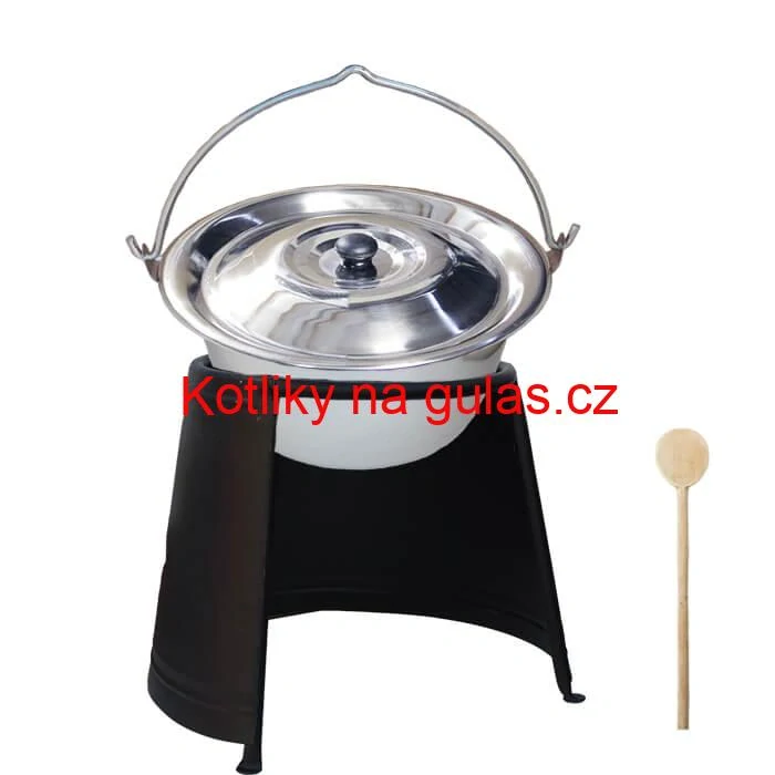 Nerezový kotlík 14 L (0,8 mm) + poklice + chránič plamene
