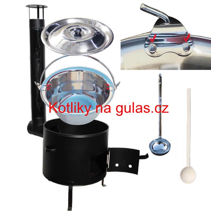 Smaltovaný kotlíkový set 42 cm + zesílený nerezový kotlík 20 L