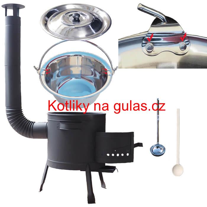 Kotlíkový gulášový set 36 PLUS 600 + nerezový kotlík 15 L (0,8 mm)