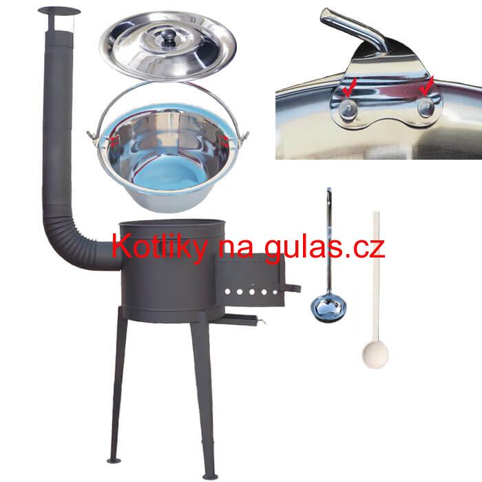 Kotlíkový gulášový set 36 PLUS 600 + nerezový kotlík 15 L (0,8 mm)