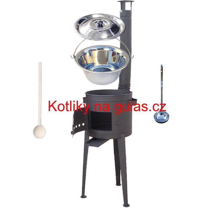 Kotlíkový gulášový set 36 PLUS 600 + nerezový kotlík 15 L (1,2 mm)