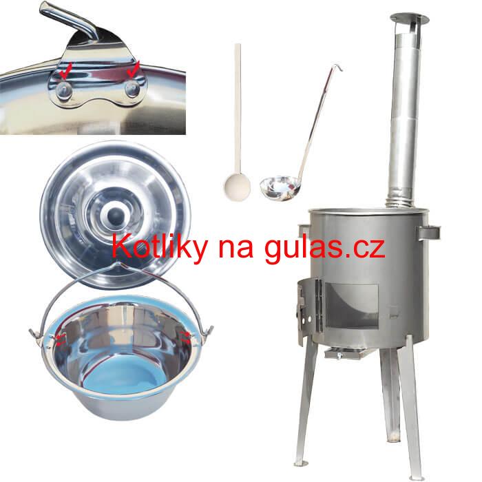 Zesílený nerezový kotlík 15 L + nerezová kotlina 36 cm LUXUS