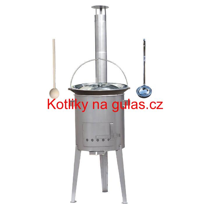 Litinový kotlík 16 L (1 cm) + nerezová kotlina 36 cm LUXUS
