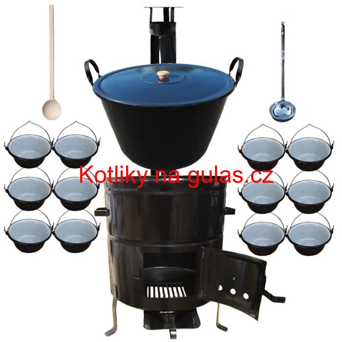 Smaltovaný kotel 60 L + servírovací kotlíky (12 ks) BIG PARTY