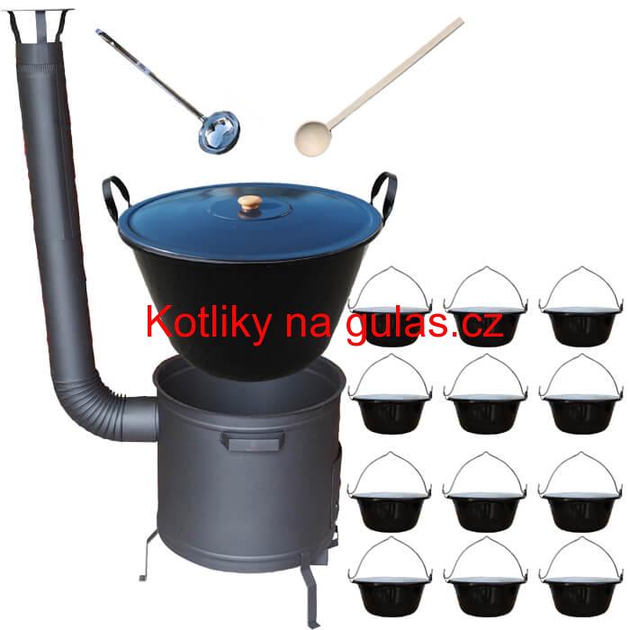 Smaltovaný kotel 70 L + servírovací kotlíky (12 ks) PLUS 600