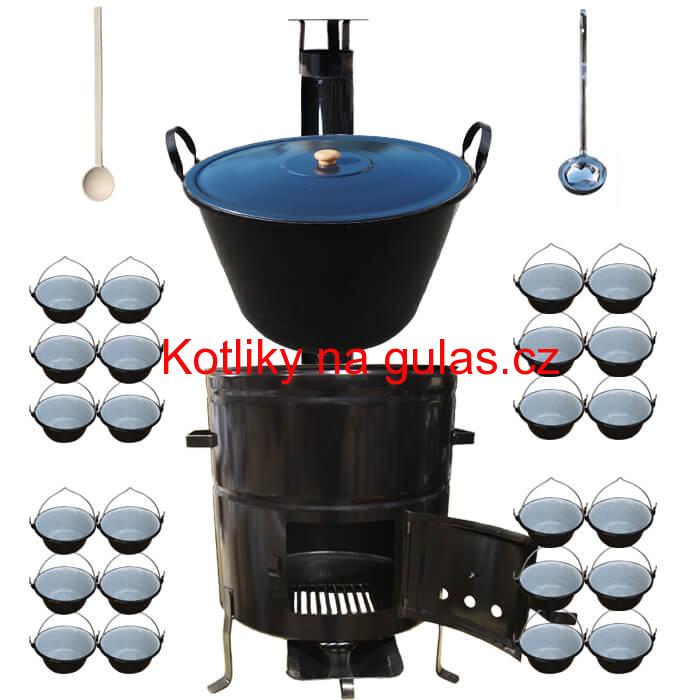 Smaltovaný kotel 80 L + servírovací kotlíky (24 ks) BIG PARTY