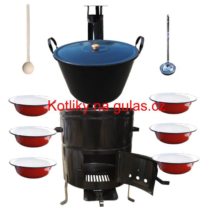 Smaltovaný kotel 60 L + smaltované talíře 6 ks BIG PARTY