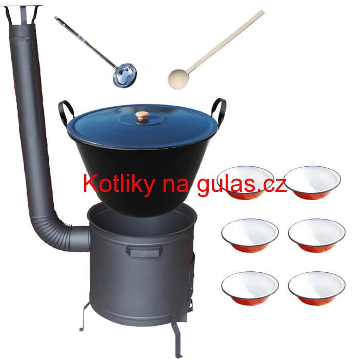 Smaltovaný kotel 70 L + smaltované talíře 6 ks PLUS 600