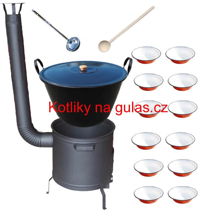 Smaltovaný kotel 80 L + smaltované talíře 12 ks PLUS 600