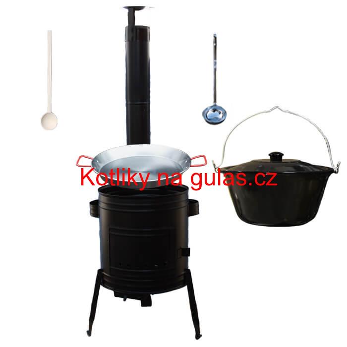 Paella ocelová pánev 42 cm se smaltovaným kotlíkem 16 L (1,2 mm) a kotlinou
