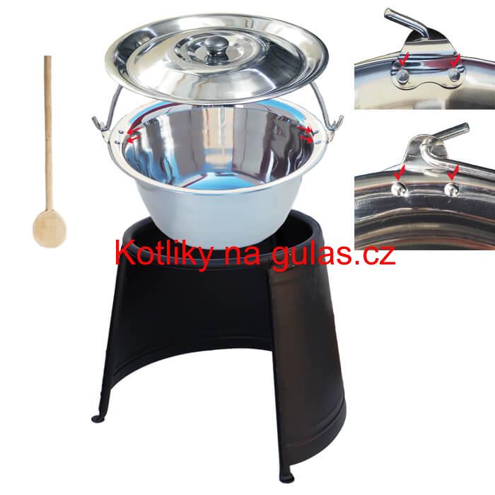 Nerezový kotlík 20 L (0,8 mm) s nýty + chránič plamene