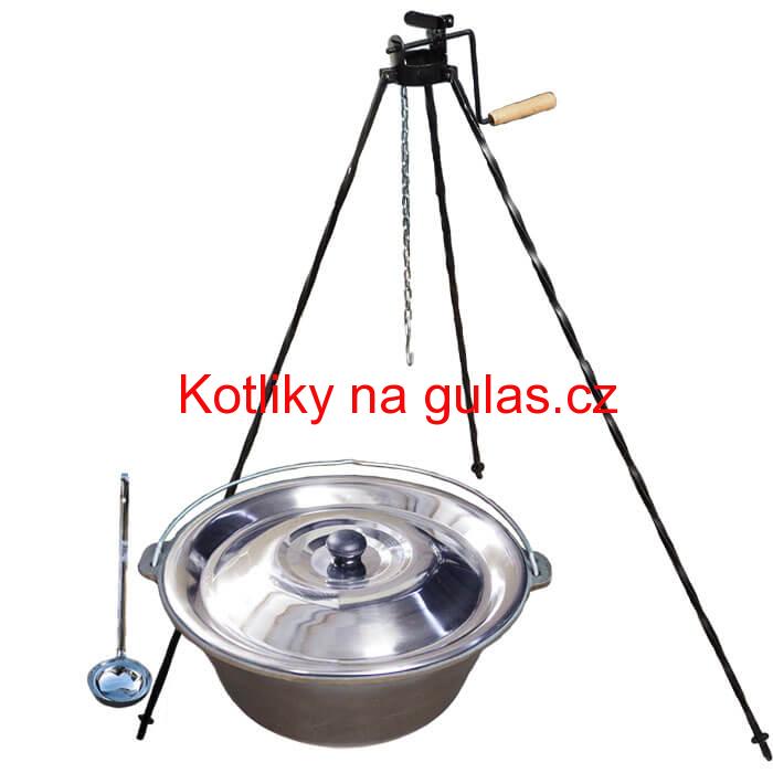 Litinový kotlík 10,8 L + stojan s kladkou VAR