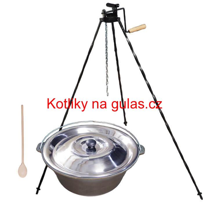 Litinový kotlík 16 L + stojan s kladkou VAR