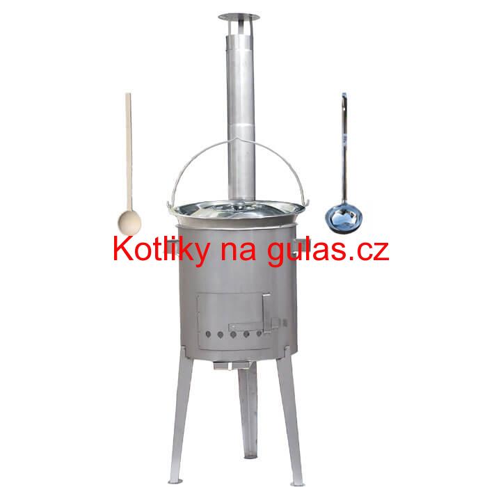 Železný kotlík 30 L (0,75 mm) + nerezová kotlina 45 cm LUXUS