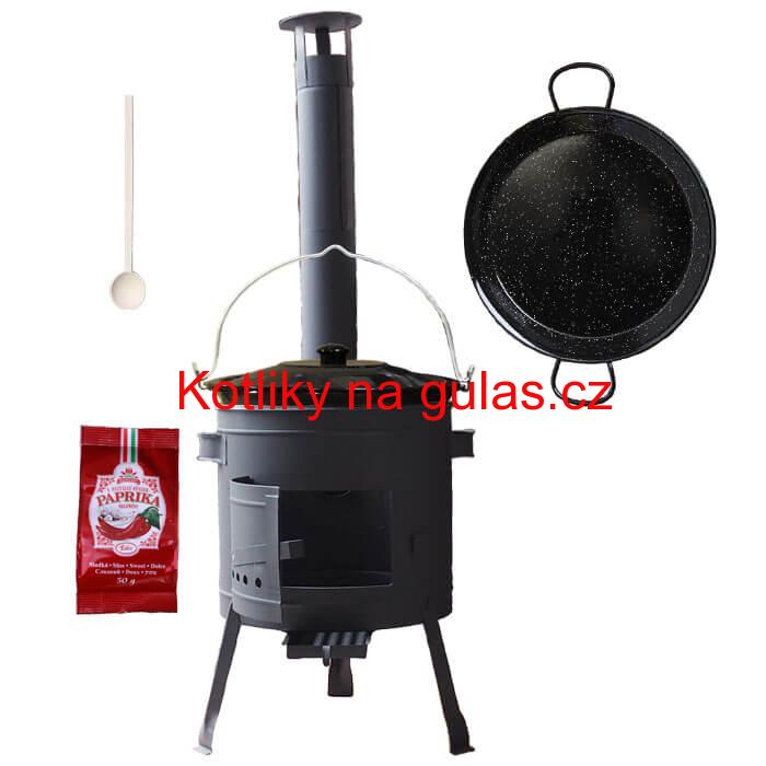 Smaltovaný kotlík 13 L + Paella smaltovaná pánev + nízká žáruvzdorná kotlina 36 cm PLUS 600