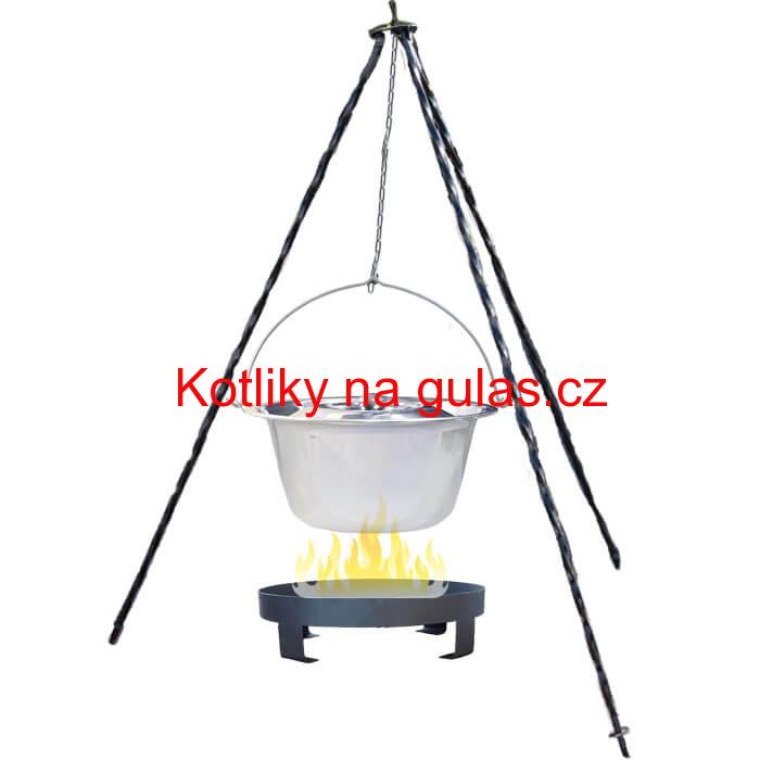 Nerezový kotlík 14 L (0,8 mm) + Ohnisko + stojan 1,2 m