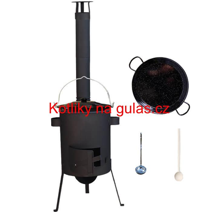 Smaltovaný kotlík 16 L + Paella snaltovaná pánev 42 cm + žáruvzdorná kotlina 39 PLUS 600 4 MM