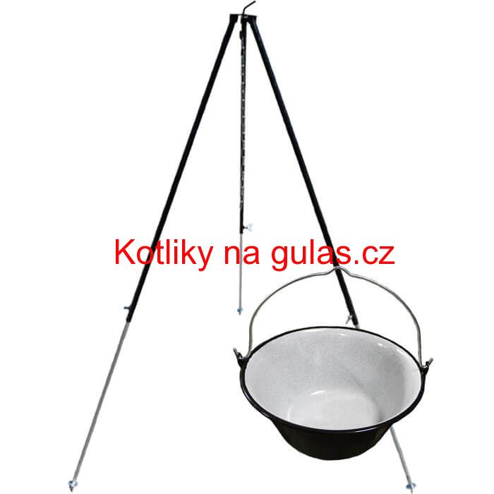 Smaltovaný kotlík 40 L + teleskopicka trojnožka 1,7 m