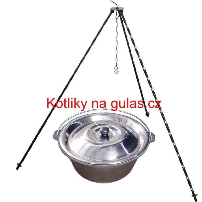 Litinový kotlík 7,2 L + poklice + trojnožka 1,2 m