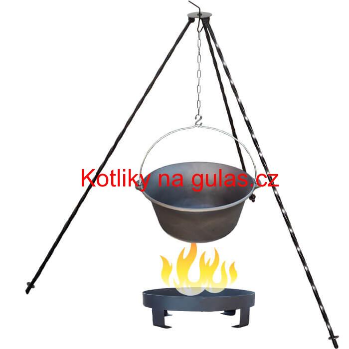 Litinový kotlík 7,2 L + trojnožka 1,2 m + ohniště 36 cm