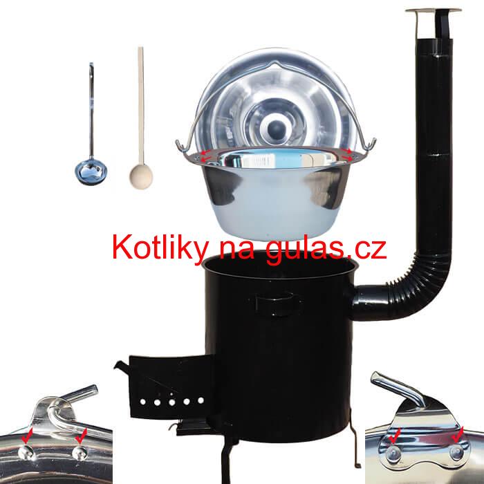 Nerezový kotlík 30 L (0,8 mm) zesílený s nýty + hrubostěnná (1,5 mm) kovová kotlina 45 STRONG