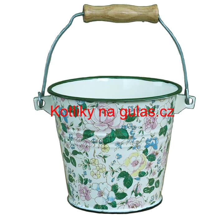 Smaltovaný hrnek s výlevkou 1 L + vědro 1 L DECOR
