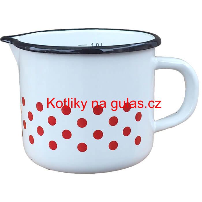 Smaltovaný hrnek s výlevkou 1 L - tečkovaný