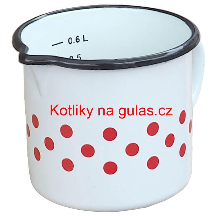 Smaltovaný hrnek s ouškem 0,6 L - tečkovanou