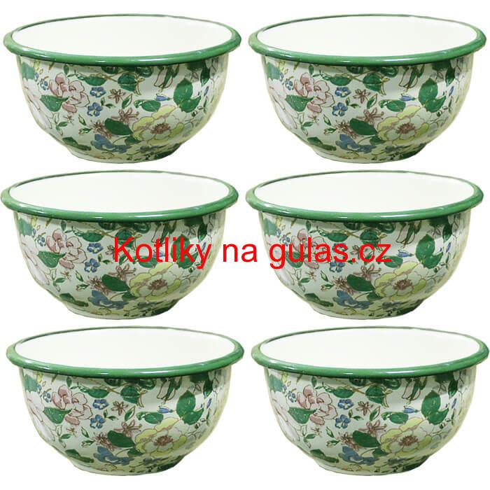 Souprava smaltovaných misek 17 cm 6 ks DECOR