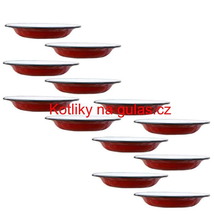 Souprava smaltovaných mělkých talířů 22 cm 12 ks