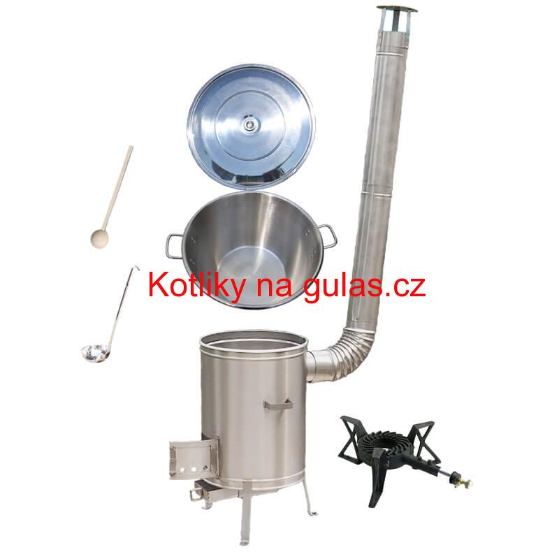 Nerezový kotel 70 L + nerezová kotlina 56 cm LUX + litinový hořák 7 kW BIG PARTY