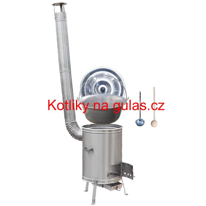 Nerezový kotlík 30 L (1,5 mm) + nerezová kotlina 45 cm LUX + vařečka a naběračka