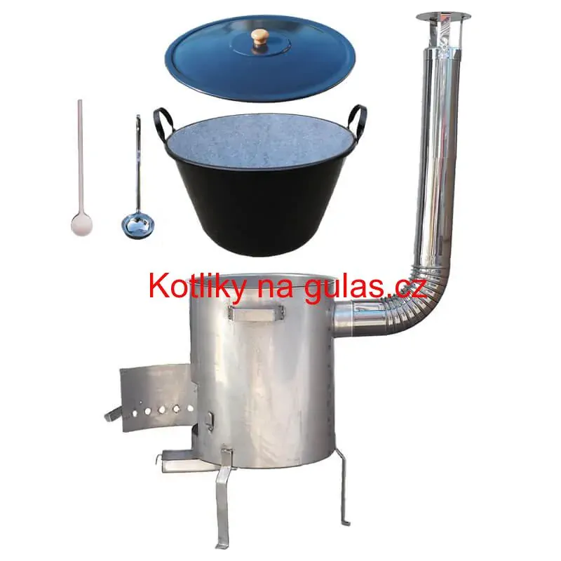 Zabijačkový smaltovaný kotel 50 L + nerezová kotlina 1,5 mm 50 cm STRONG EXCLUSIVE