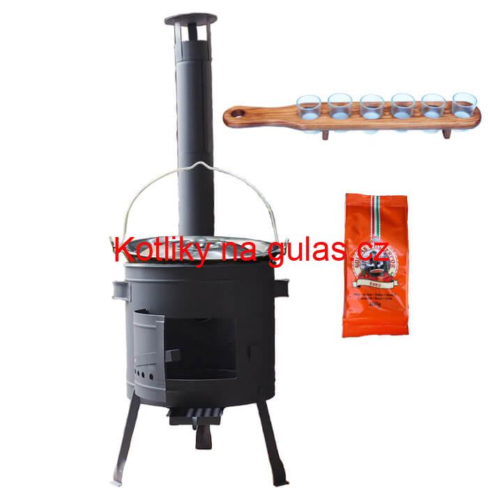 Smaltovaný kotlík 20 L (1,2 mm) + pepř + štamperlíky + nízká žáruvzdorná kotlina (0,8 mm) 42 PLUS 600