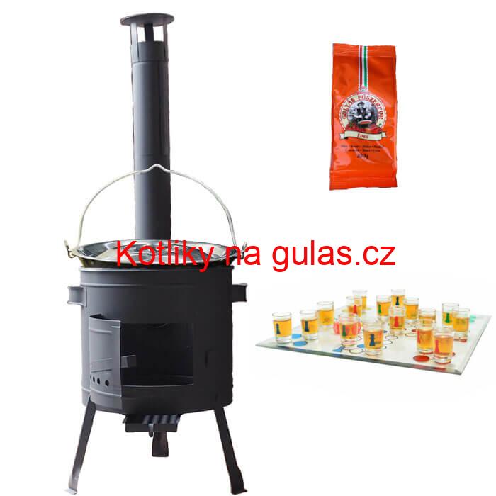 Smaltovaný kotlík 20 L (1,2 mm) + pepř + člověče pi už + nízká žáruvzdorná kotlina 42 PLUS 600