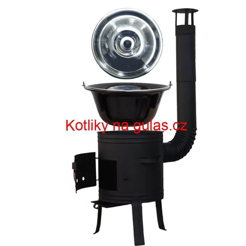 Smaltovaný kotlík 11 L BLACK + nerezová poklice INOX + žáruvzdorná kotlina 33 cm Plus 700