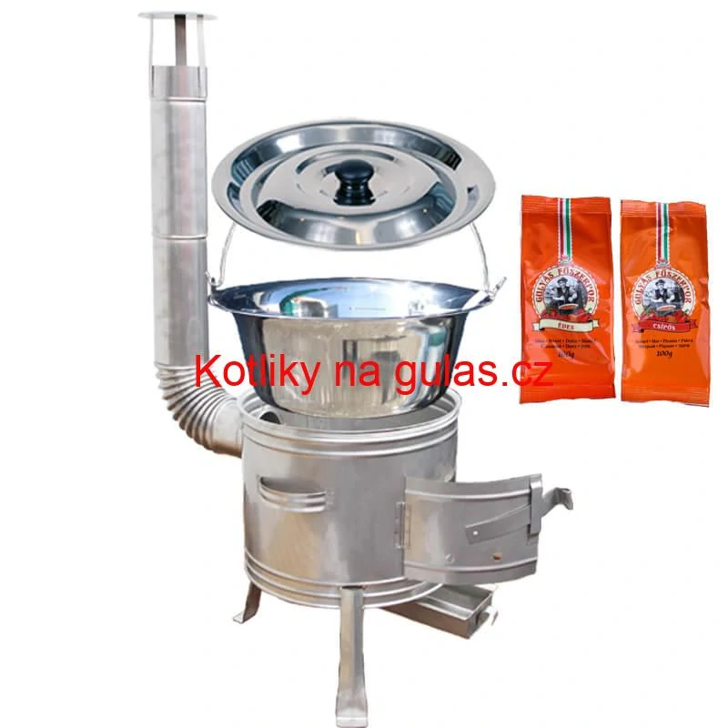 Nerezový kotlík 22 L (0,8 mm) INOX + Nerezová kotlina 42 INOX + paprikový pepř na guláš - MIX 100 g