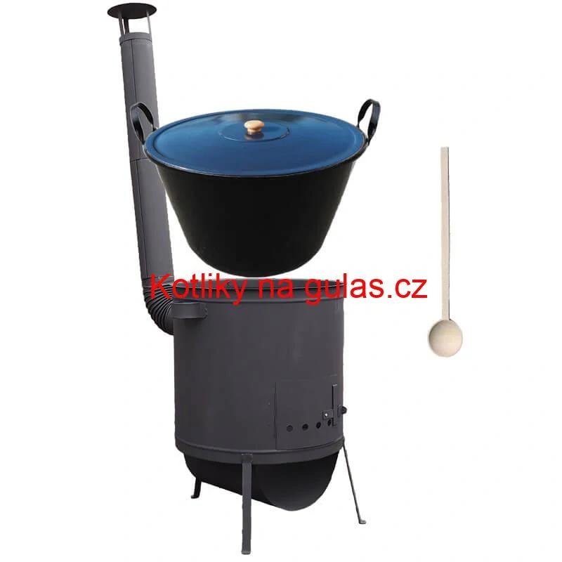 Smaltovaný kotel 60 L na zabijačku + žáruvzdorná kotlina 53 PLUS 600 4 MM + vařečka