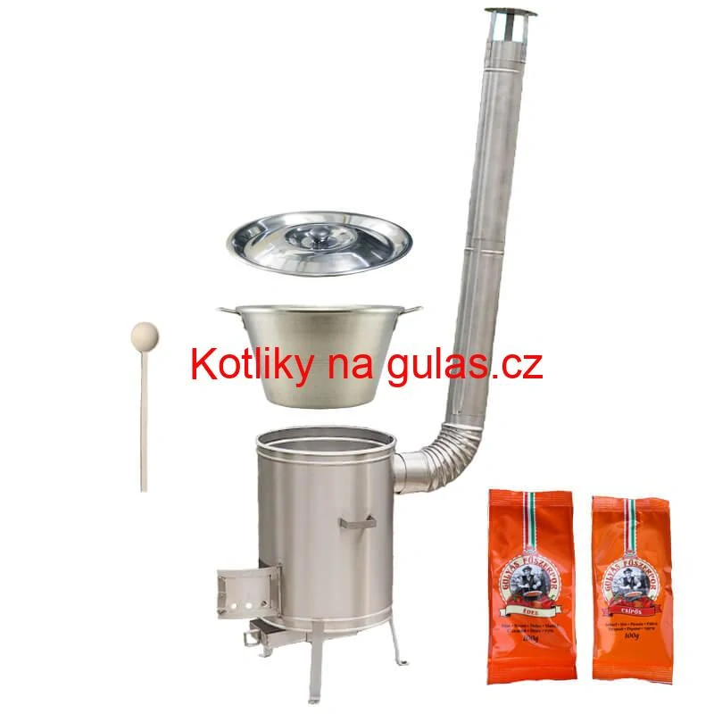 Nerezový kotel 40 L + nerezová kotlina 45 cm LUX + paprikové koření na guláš