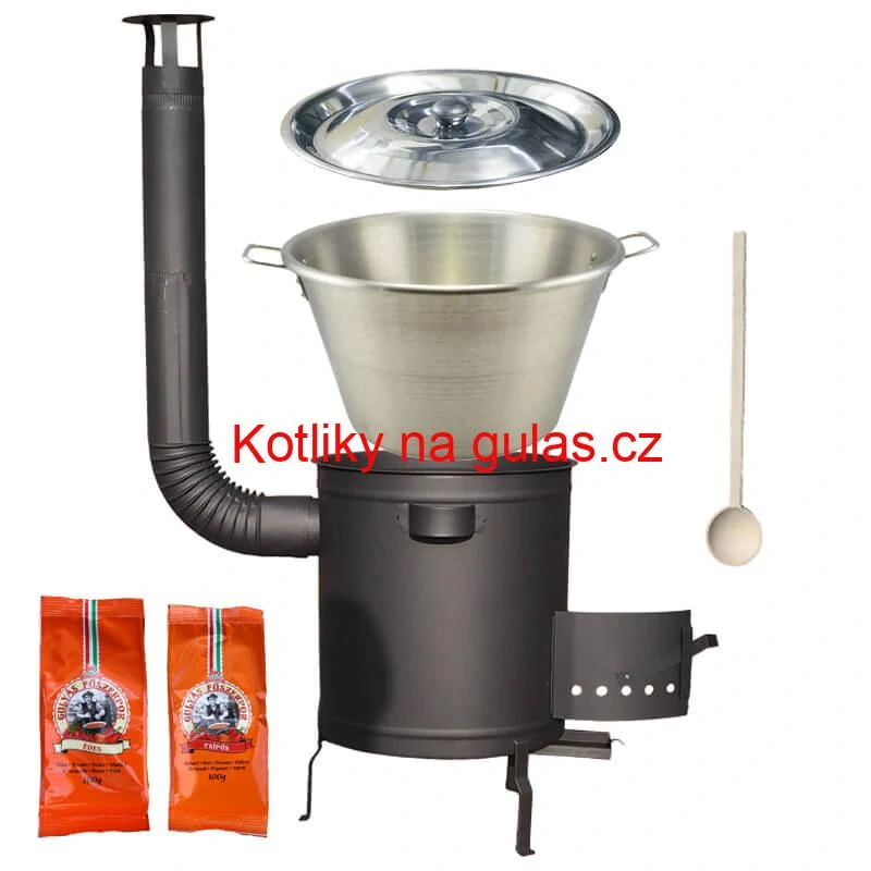 Nerezový kotel 40 L + Hrubostěnná kotlina 45 cm (1,5 mm) STRONG Plus 600 + paprikové koření na guláš
