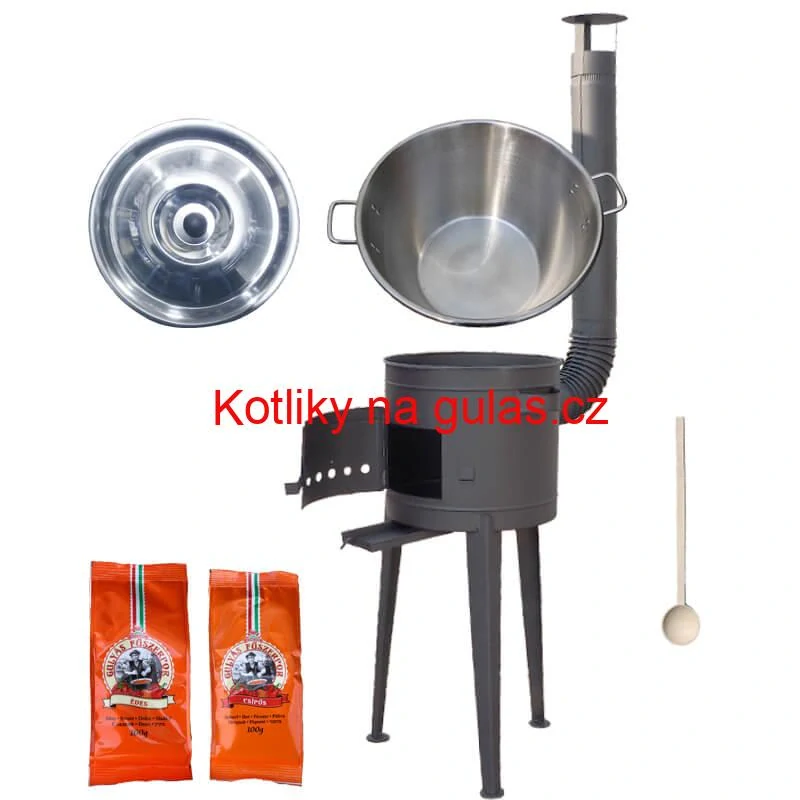 Nerezový kotel 40 L + vysoká kotlina 47 cm (1,5 mm) HODO Plus 600 + paprikové koření na guláš